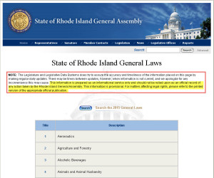 Rhode Island Statutes with disclaimer